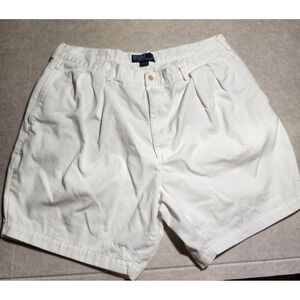 Polo by Ralph Lauren Mens Tyler Classic Chino Shorts White Pleated‎ 100% Cotton